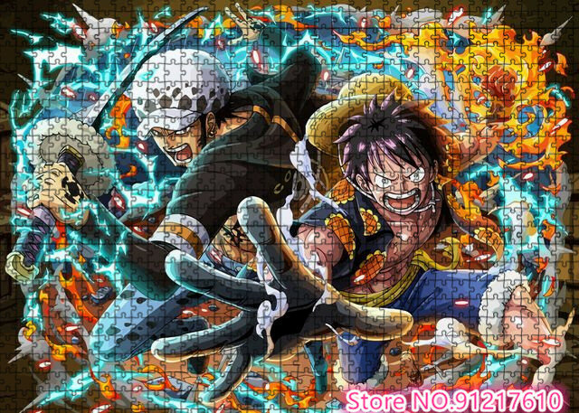 Bandai – Puzzle japonais pour enfants, chapeau de paille, dessin animé, Luffy, chasse au trésor, Art, loisirs, cadeau de vacances, 1000