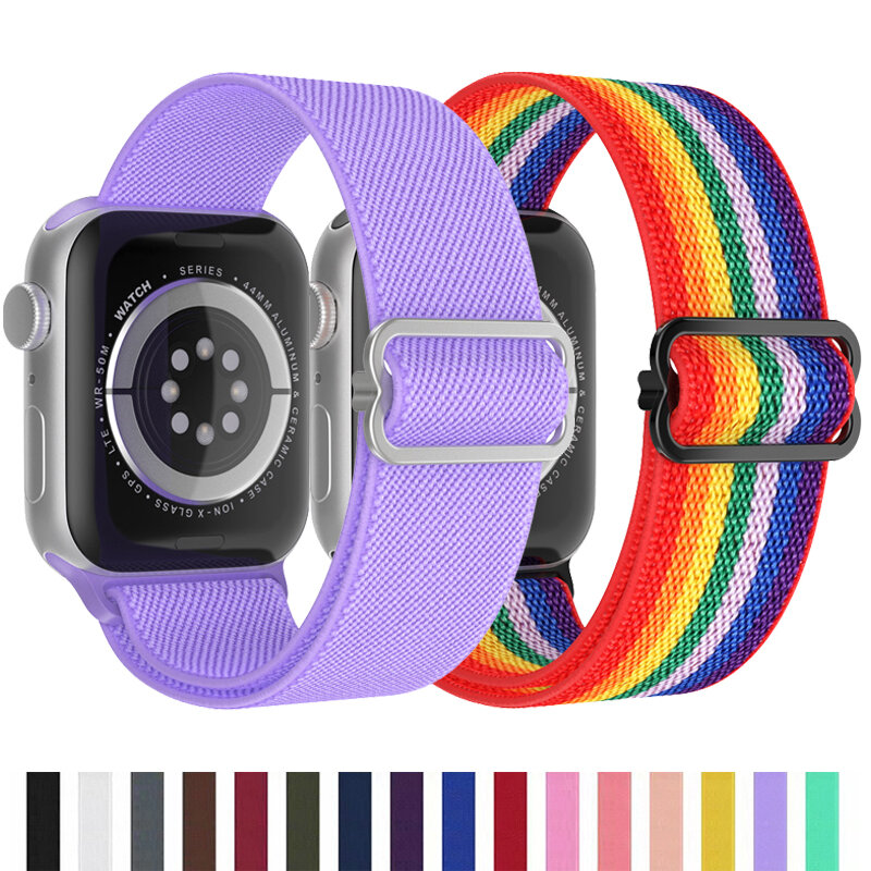 NEW Elastic Nylon Loop Strap for Apple watch band 45mm 41mm 38mm 42mm 40mm 44mm Women's wrist belt bracelet Iwatch series 7 6 5