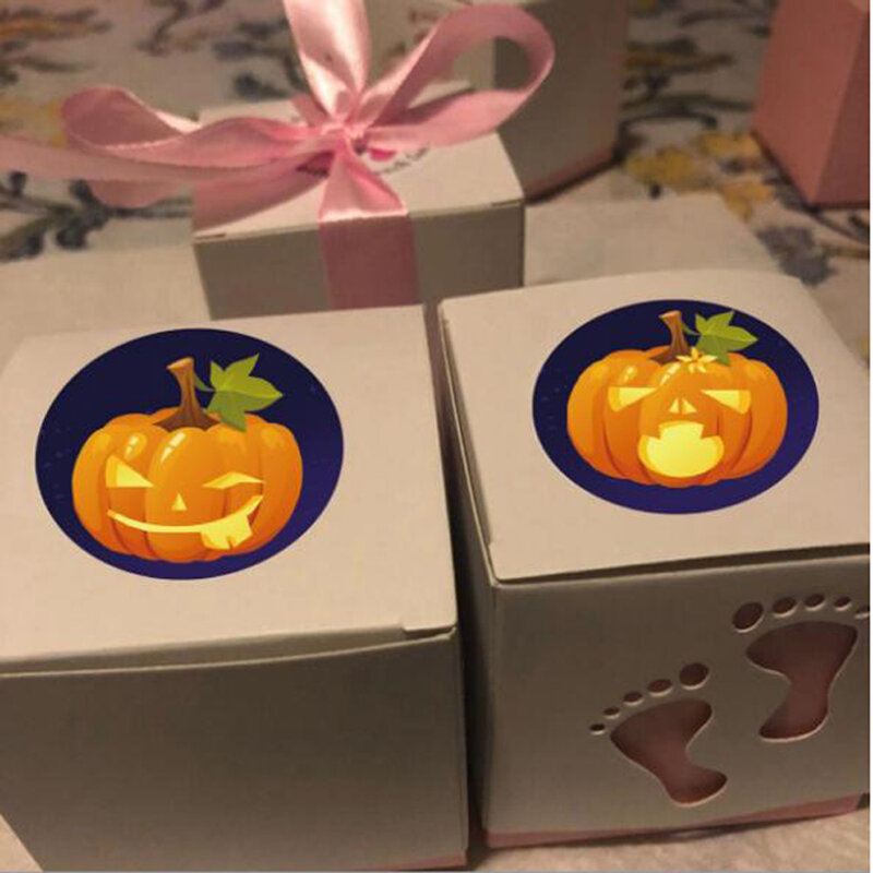 Pegatinas de decoración de Halloween para niños, pegatinas de sellado de bolsas de dulces de Halloween, regalo de fiesta, 100-500 piezas