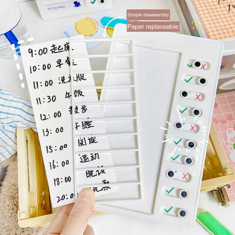1 Set Convenient List Notepad Easily Move Checklist Board Sliding Button Good Habit Checklist Board  Record
