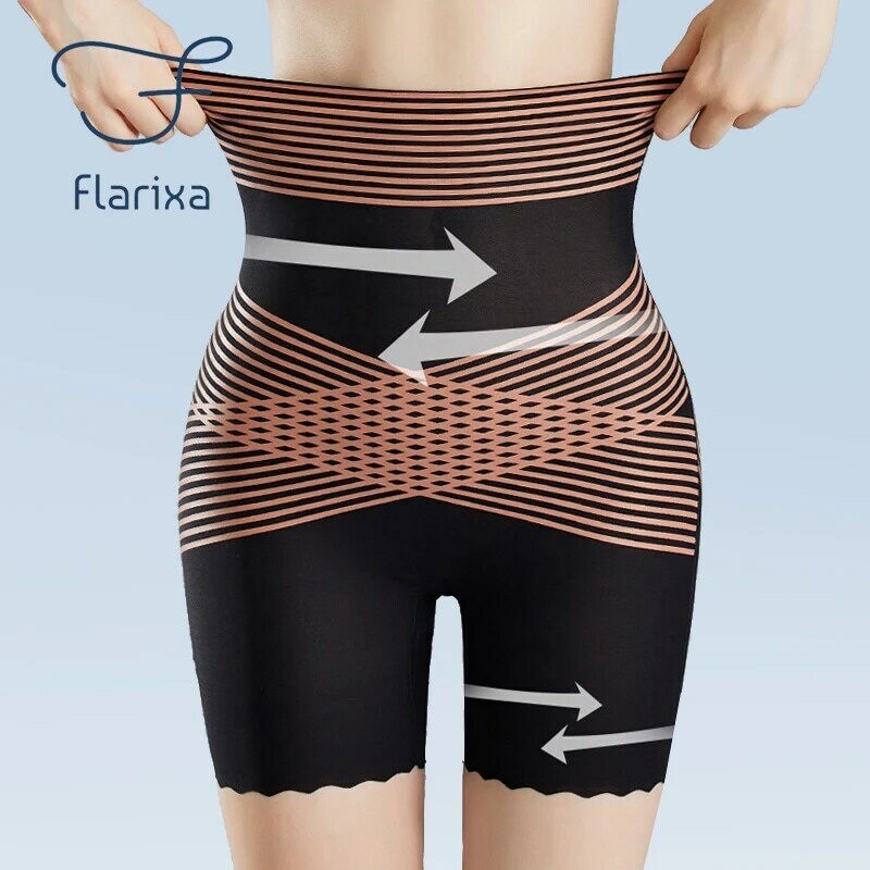 Flarixa-Shorts femininos de emagrecimento de cintura alta, shorts antiabdominais, cueca de barriga, modelador de corpo em malha, novo, 2023