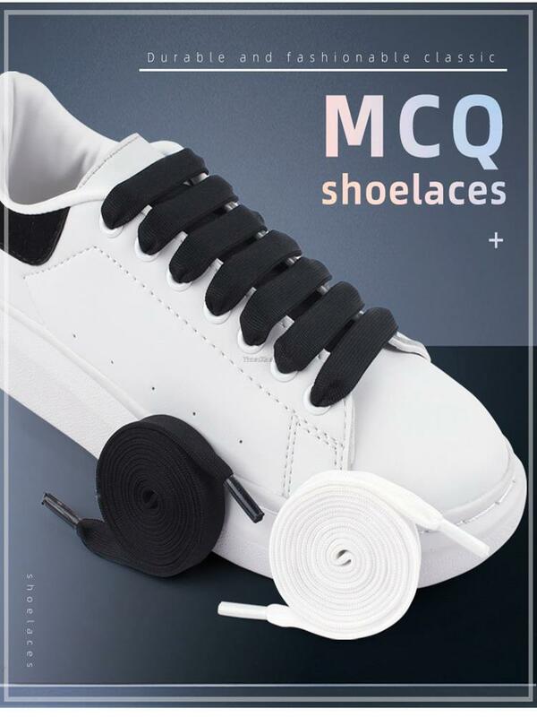 MCQ Black White Shoelaces Rainbow Shoelace Sneaker Casual Shoes Laces Gradient 1.2CM Width 100/120/140CM Flat Shoe laces Strings