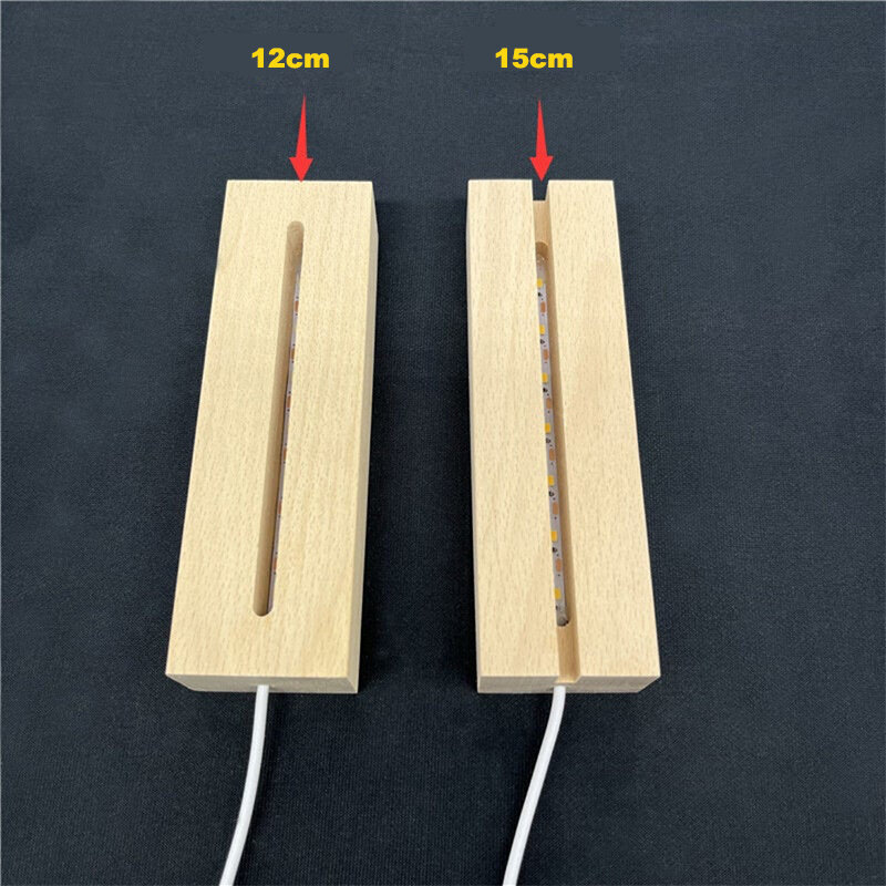 10PCS RGB Led Base Wood in Bulk Wooden Light Base Stand USB Powered for 3D Optical Acrylic Glass Night Lamp Lighting Accessories
