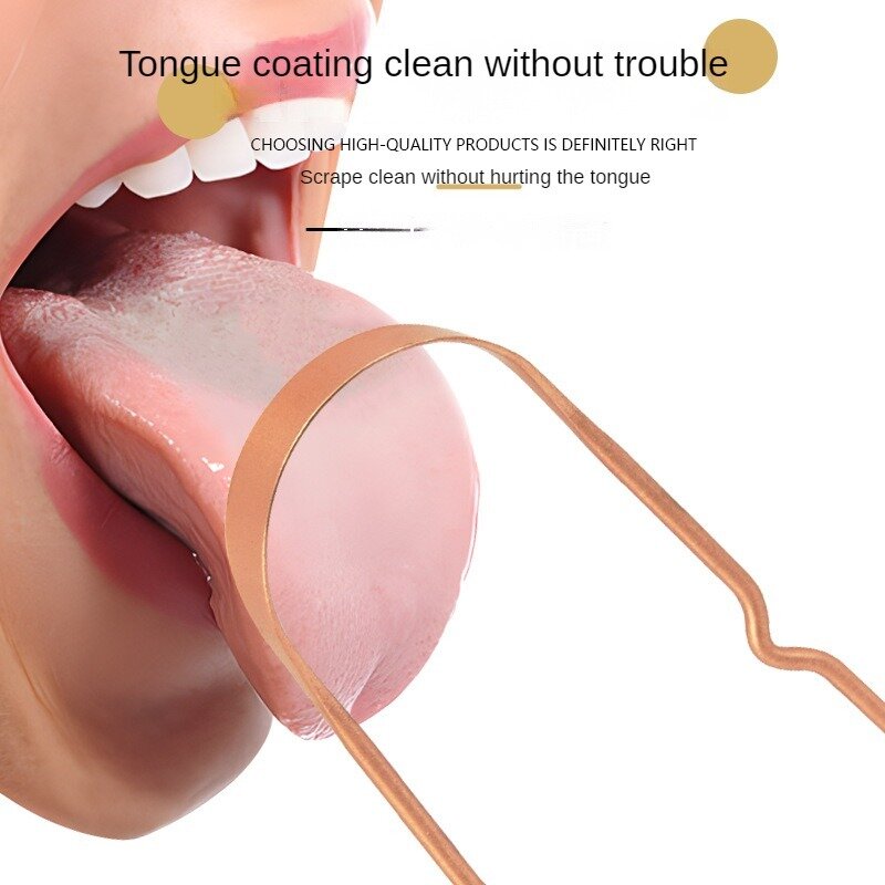 Raspador de língua cobre puro, escova limpador oral, higiene fresca, alta qualidade, 1 peça
