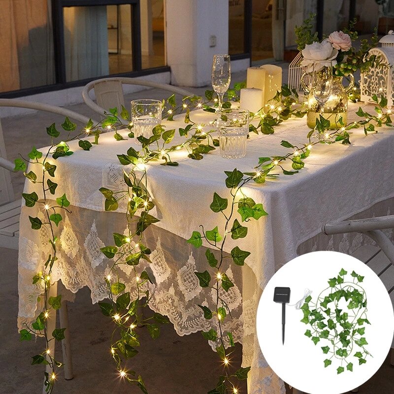 Solar Outdoor Lights Waterproof Ivy Fairy Lights LED Garden Decor Garland Solar Lamp for Decoration Wedding Party Supplies