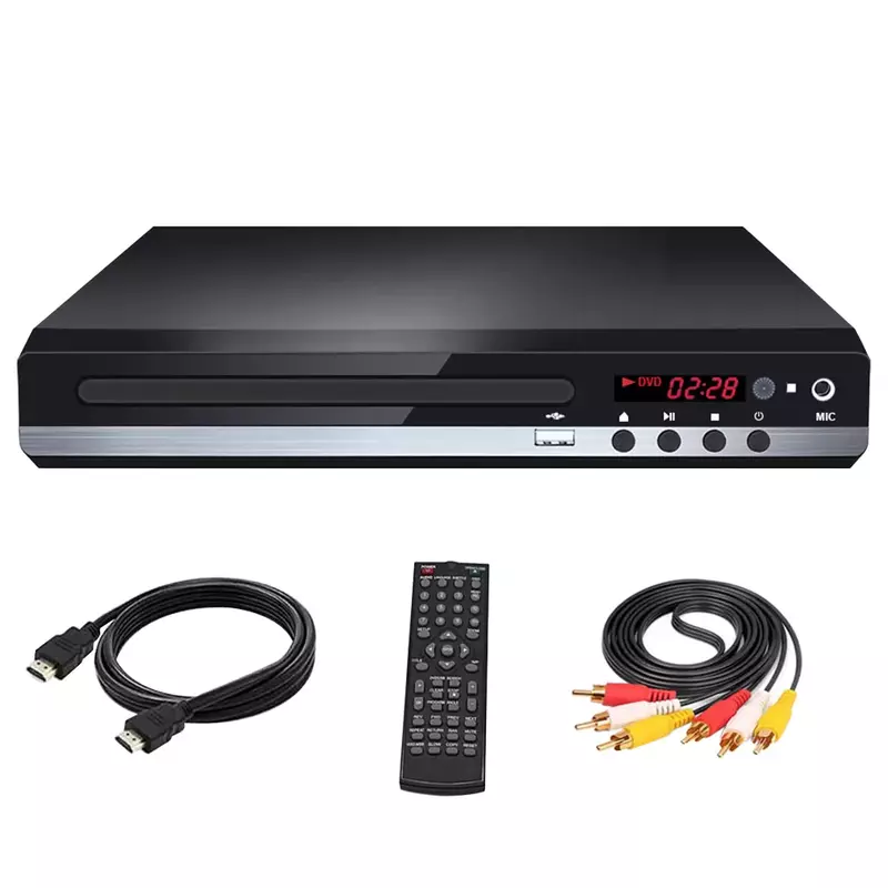 Lecteur DVD avec câble USB et prise US, installation à domicile, pour TV, micro, entrée, télécommande, VCD, Multi Format, karaoké Me, nouveauté 2020