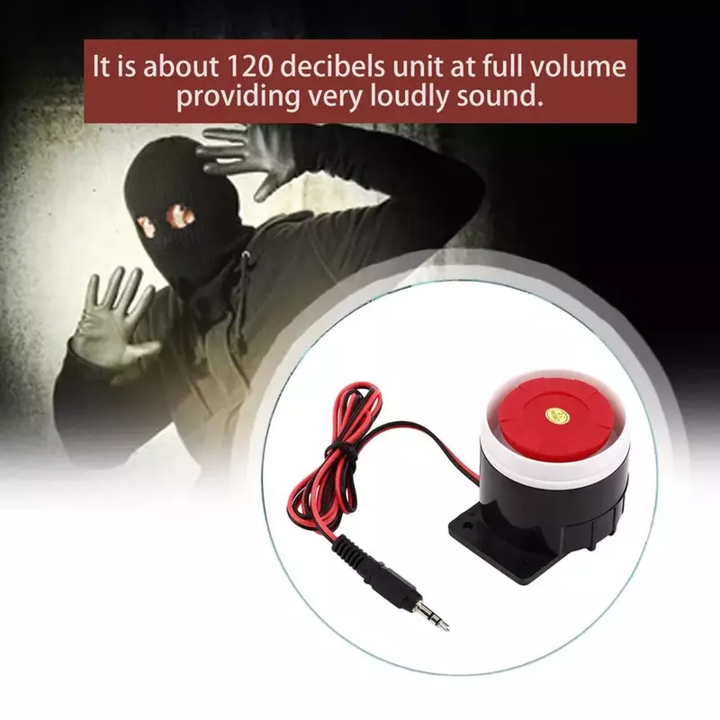 1 pçs alto mini interno sirene 120db alarme chifre com fio durável alarme para segurança em casa dc 12v acessório sistema de som anti-roubo quente