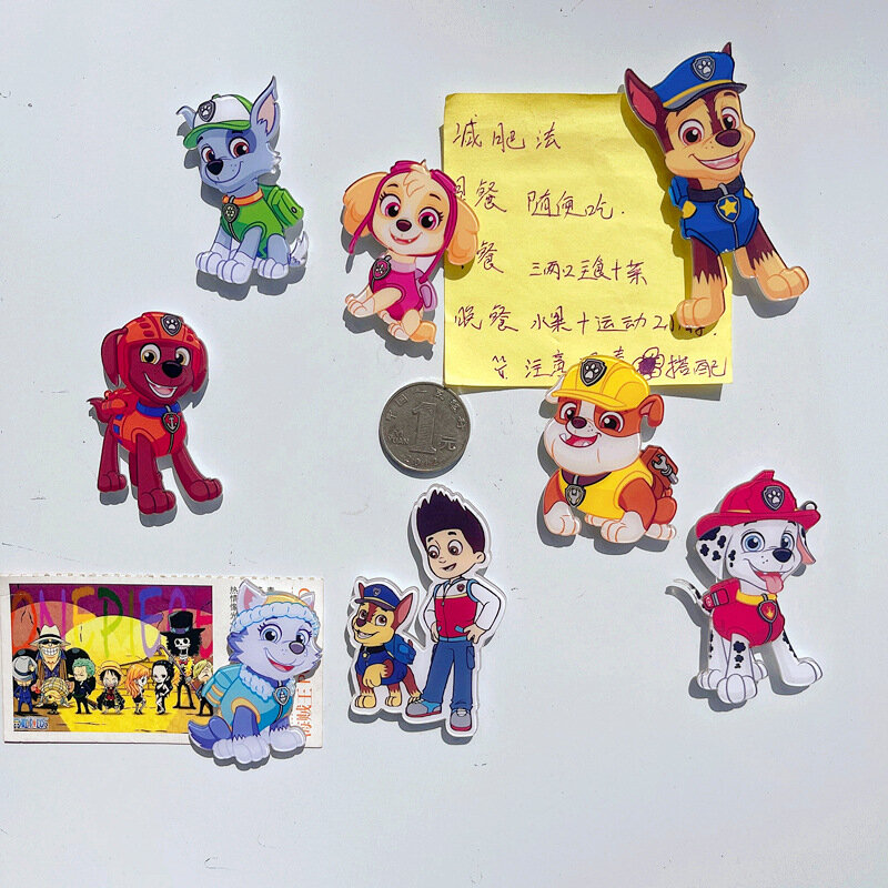 Paw Patrol Anime Figure Magnetic Fridge Stickers Marshall Skye Chase Rocky Everest Cards Children Toys Birthday Gifts