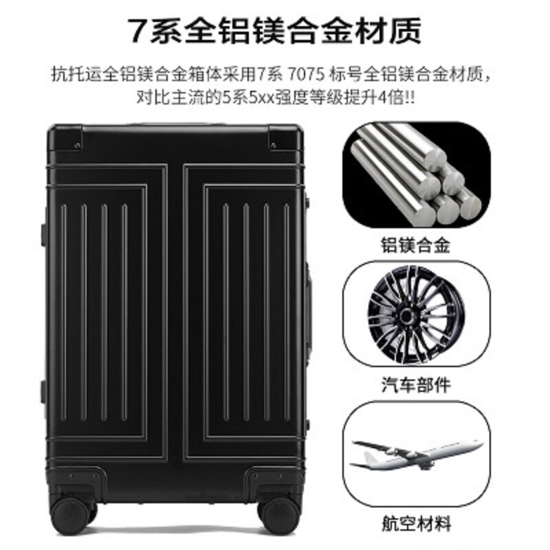 100% high-rank aluminum-magnesium high quality Rolling Luggage Perfect for boarding Spinner International brand Travel Suitcase