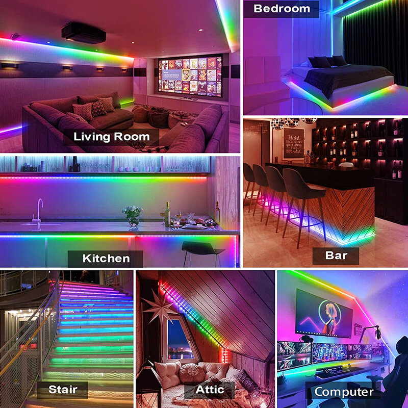 Dream Color LED Strip Light, RGB Bluetooth, Lâmpada Flexível, TV, Tela Desktop, Luz de Fundo, Fita de Diodo, 1m-30m, 5V, WS2812B, 5050