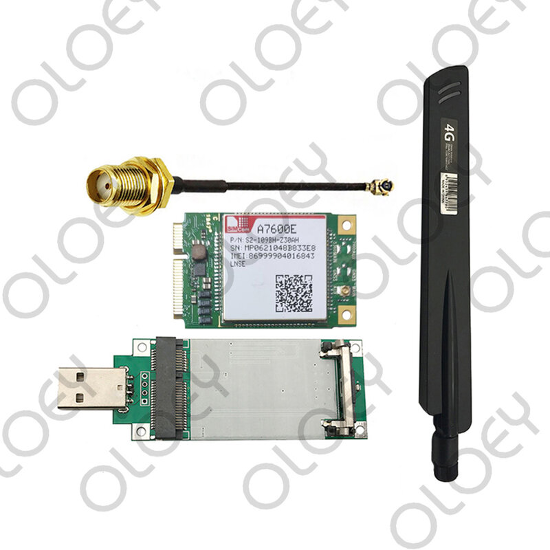 Moduł SIMCOM A7600E LTE Cat1 MINI FDD-LTE PCIE B1/B3/B5/B7/B8/B20/ B38/B40 polecenia AT kompatybilne z SIM7600 + antena