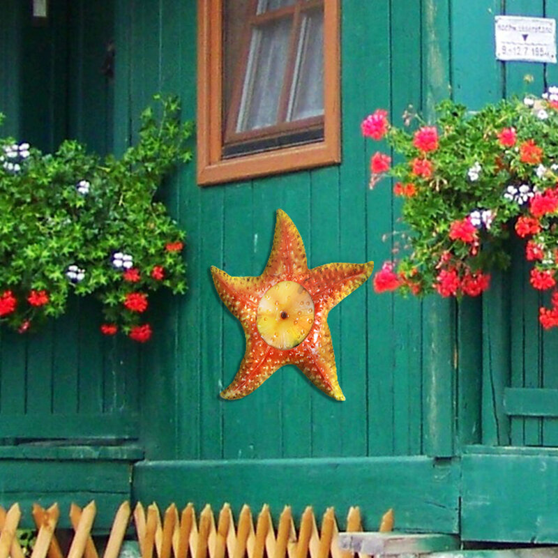 Décoration murale de jardin en métal avec étoile de mer, pour maison et jardin, ornements d'extérieur et décoration de cour, Statues Miniatures