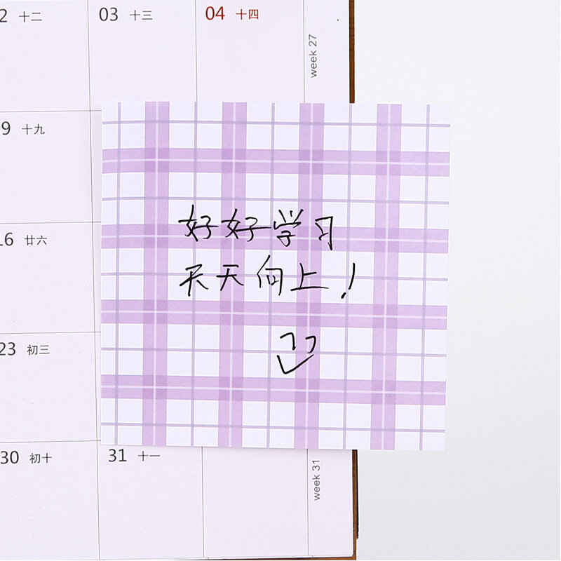 Korea Simple Sticky Notes Cute Girl Notepad Stripe Office Supplies Plaid Message Memo Pads Sticker Notebook Daily Planner Label