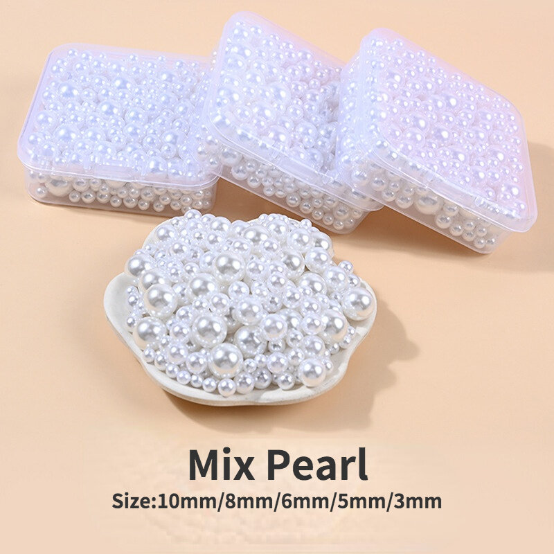 ABS Imitation Pearl ลูกปัดรอบลูกปัดอะคริลิคสำหรับเล็บเครื่องประดับ To เย็บปักถักร้อยทำด้วยมือสำหรับสร้อยคอ DIY ส่วนประกอบ