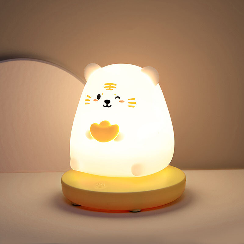 Led Nachtlampje Siliconen Konijn/Panda/Tiger/Pig Night Lamp Usb Opladen Licht Voor Kids Kinderen Slaapkamer kerstcadeau