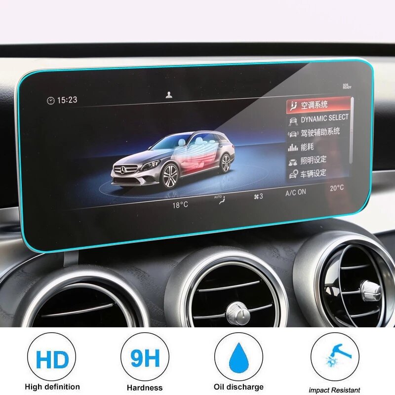 Xe Navigtion Kính Cường Lực Màn Hình LCD Màn Hình Bảo Vệ Tấm Phim Dán Bảng Đồng Hồ Bảo Vệ Cho Xe Mercedes Benz C Cấp W205 2019 2020