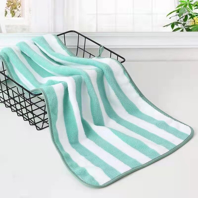 Coral velvet striped towel soft absorbent thickened without hair loss household Quick-drying Comfort Super Soft adult face towel
