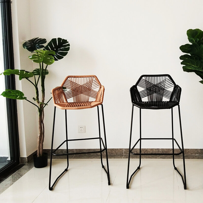 Taburete nórdico minimalista, sillas de comedor modernas, tumbonas, pies, silla de ratán, respaldo de ocio, muebles creativos simples para el hogar