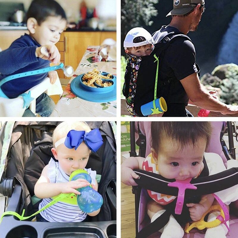 Non-toxic Baby Stroller Pacifier Chain Strap Silicone Stroller Hook Baby Stroller Toy Holder for Infant Toddler Baby Accessories