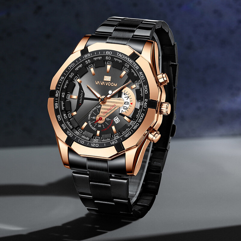 2022 homens relógio mecânico multifuncional relógio de corrente de aço masculino relógio esportivo luminoso calendário masculino relógio de banda de aço