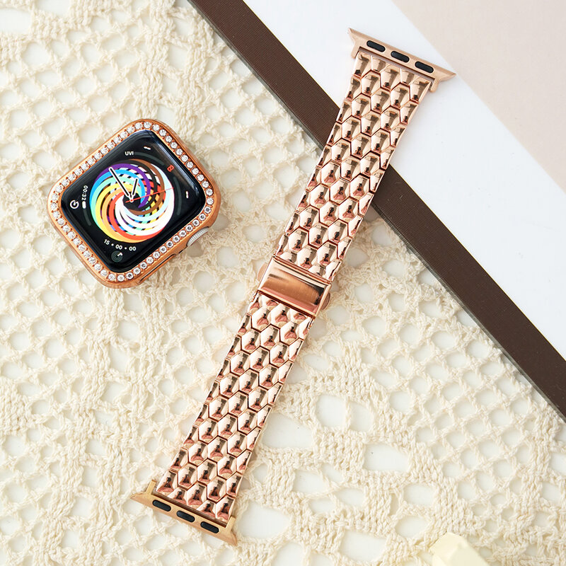 Luxury Bracelet For Apple Watch Band 45mm 41mm 38mm 40mm 44mm 42mm Metal Watchband Bracelet iWatch Series 7 SE 6 5 4 3 2 Strap