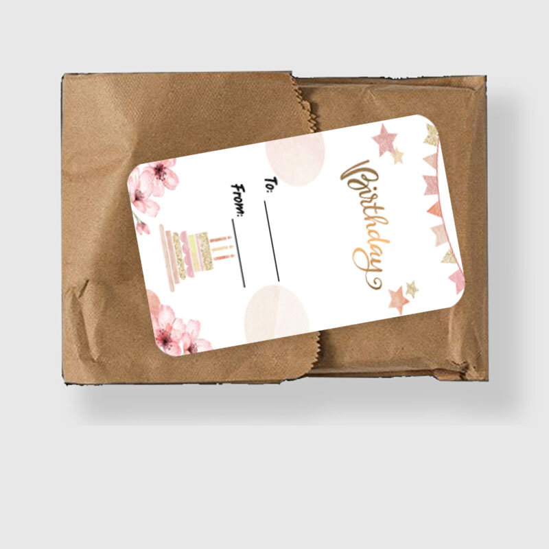 Adesivo per imballaggio sigilli di buon compleanno 25-100 pezzi adesivi per etichette torta floreale simpatico cartone animato adesivo decorativo regalo rettangolo