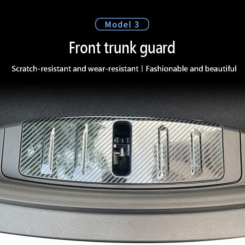 Protector de capó delantero para maletero, accesorios de panel embellecedor protector de acero inoxidable para Tesla modelo 3