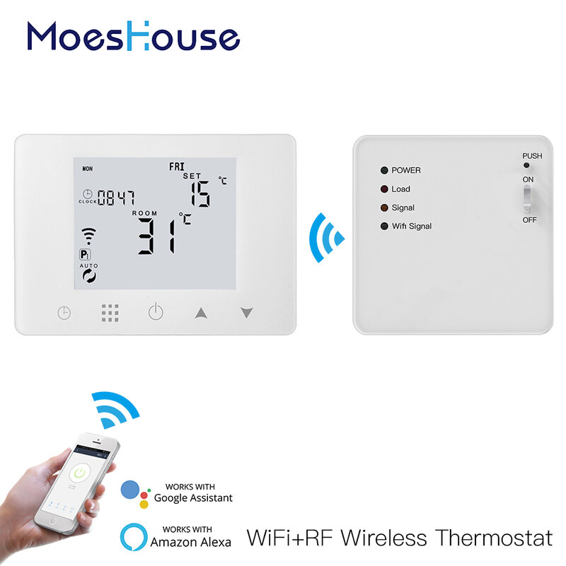 Wifi termostato inteligente wall-hung caldeira de gás de água elétrica aquecimento por piso radiante controlador de temperatura trabalho com alexa casa do google