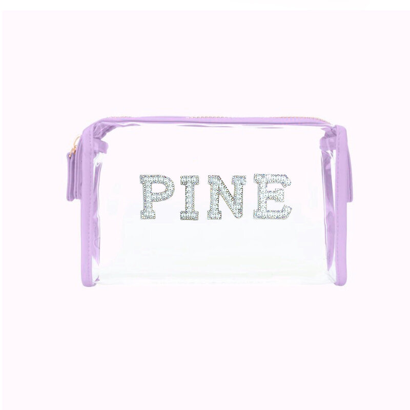 10 pezzi Clear Travel Make Up Cosmetic Bag o Pouches disponibili trasparente Letter patch Color Waterproof Cosmetic Bag Organizer