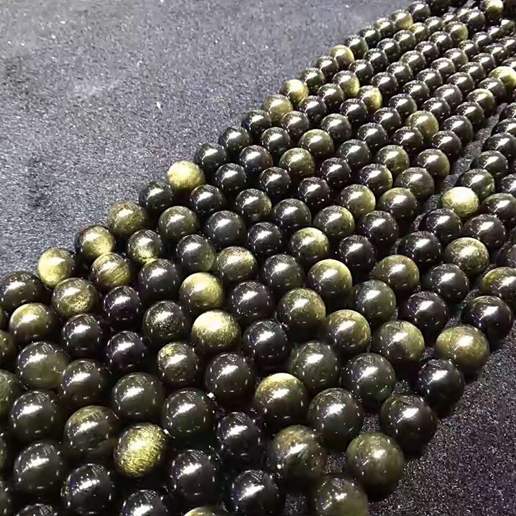 Accessoires de Bracelet en obsidienne naturelle, Semi-fini, bricolage, matériaux, perles amples, spécifications 6-18mm