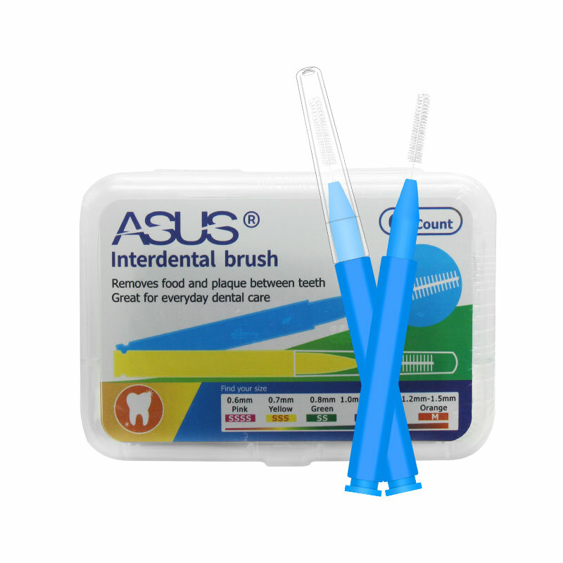 60 pces 0.6-1.5mm interdental escovas de cuidados de saúde dente push-pull remove alimentos e placa melhor dentes higiene oral ferramenta