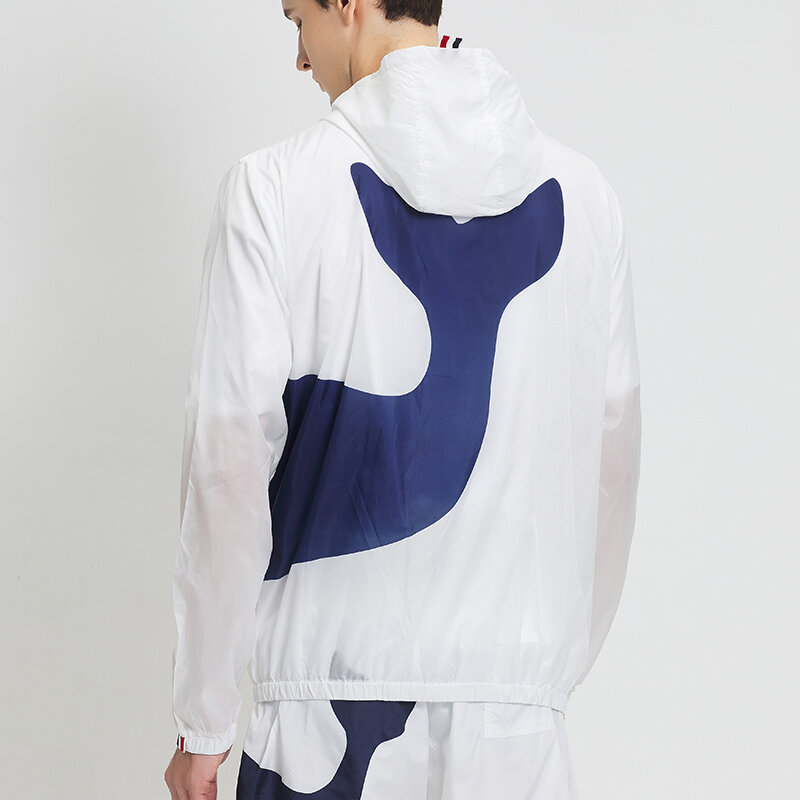 TB THOM Men's Jacket Summer Windbreak Fashion Brand Men's Clothing Whale Pattern Quick Dry Uv Summer Beach Sunscreen Jackets