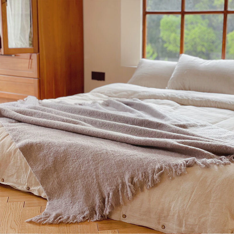ZonLi Vintage Schleife Garn Decke Weiche Warme Korallen Decke mit Quasten Leichte Thermische Hause Büro Sofa Bett Dekorative