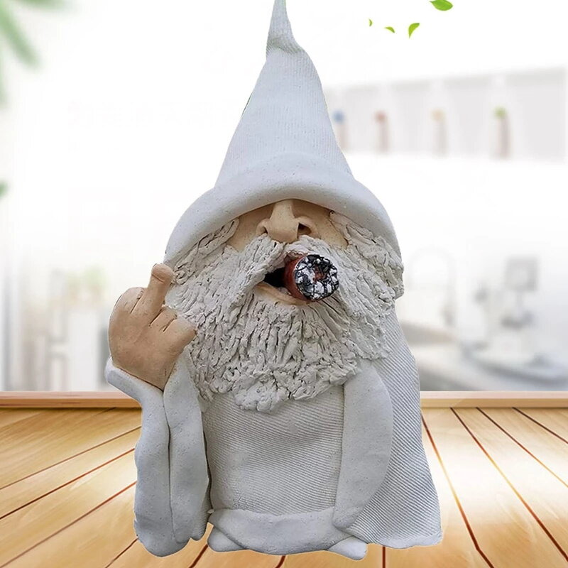 Funny Smoking Dwarf Garden rzeźba ozdoby Scornful Wizard Gnome statua kryty odkryty figurka prezent 2021 wystrój ogrodu domu