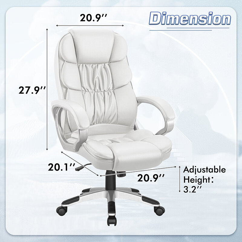 Skórzane wysokim oparciem ergonomiczne krzesło biurowe krzesło biurowe dyrektorskie obrotowe komputer krzesło biurowe stabilizator lędźwiowy miękkie amortyzowane