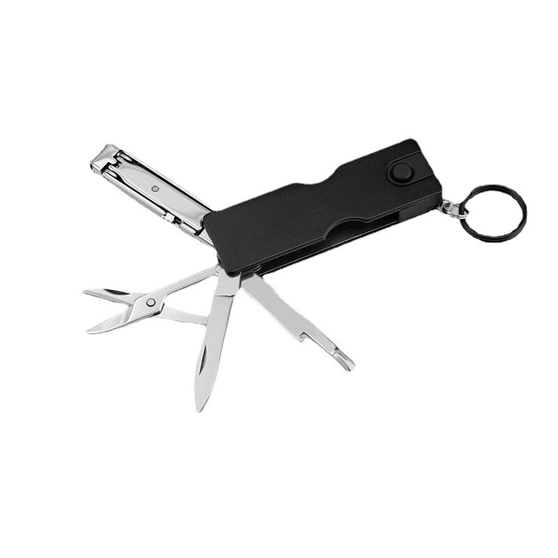 Kieszonkowe narzędzia Multi Hiking Gears Outdoor wielofunkcyjny Mini brelok nóż LED Light Nail Clipper nożyczki sprzęt biwakowy