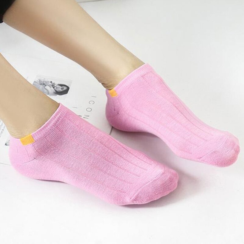 1 par unisex feminino listra meias de algodão curto tornozelo baixo corte não-mostrar casual macio
