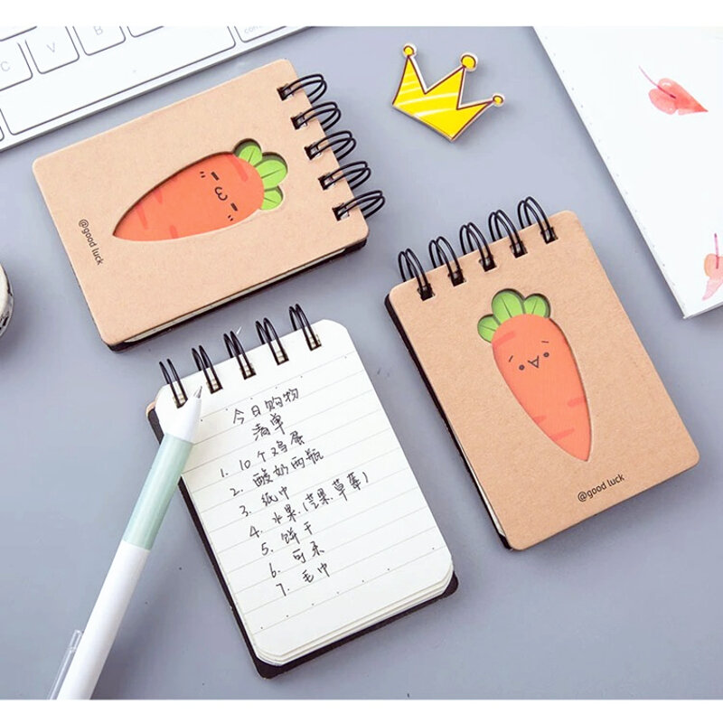 Bloc-Notes à bobine de carotte A5 A7 mignon et Adorable, Mini carnet Portable, fournitures scolaires, carnet kawaii pour cadeau d'étudiant
