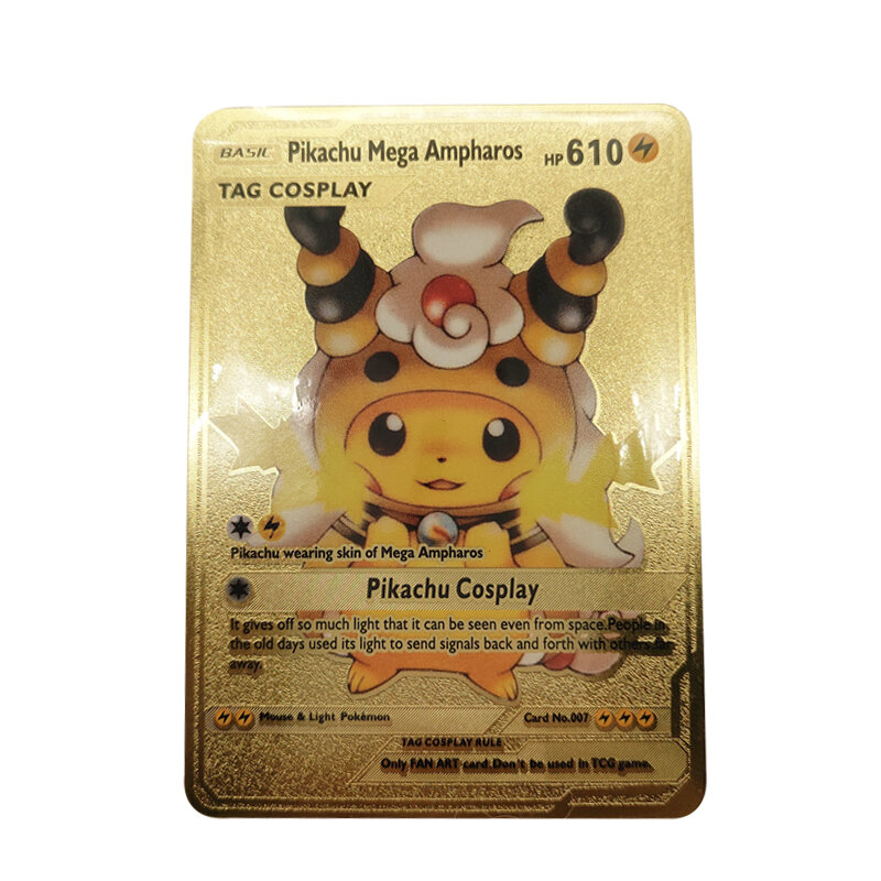 Cartes Pokemon Pikachu en métal pour enfants, cartes de Collection Vmax Mewtwo Charizard, jouets cadeaux d'anniversaire