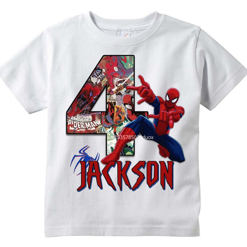 3 4 5 6 rok Marvel Avengers Hulk Iron Man solenizant s koszule indywidualny nadruk imienia solenizant T-shirt Spiderman ubrania urodzinowe