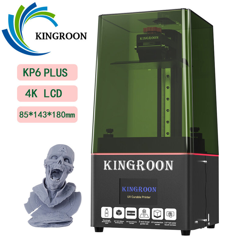 KINGROON KP6 Mono KP6 PLUS 4K LCD 3D UV เรซิ่นเครื่องพิมพ์6.08นิ้ว2K หน้าจอขาวดำ3D การพิมพ์ SLA 3D เครื่องพิมพ์