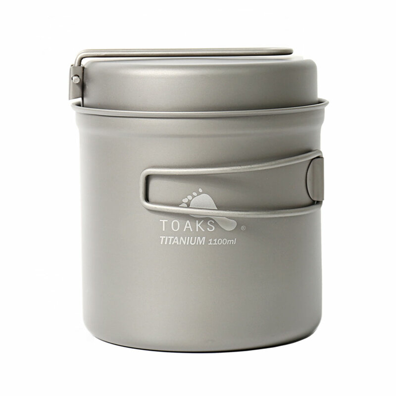 TOAKS Titanium CKW-1100 Camping & Hiking Equipment  Saucepan Hiking Cookware Picnic Cooking Bowl Pot Pan Set with Bent Handle