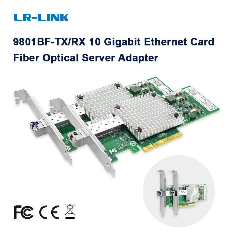 Adaptateur de serveur optique, carte Ethernet 10 Gigabit, 2 pièces, LR-LINK, 9801BF-TX/RX, pci-express, contrôleur de réseau Intel 82599 NIC