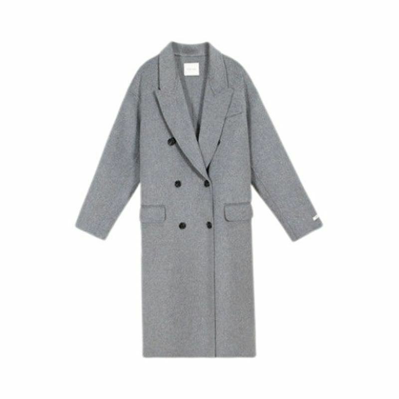 Abrigo de lana gruesa de longitud media para mujer, abrigo de lana Hepburn, moda gris, otoño e invierno, 2022