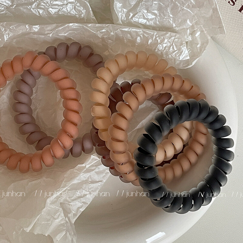 Jelly Color Head Rope Frosted Phone Line Hair Ring High Elastic Durable Rubber Band Female Hair-Binding Seamless Hair Rope3pcs