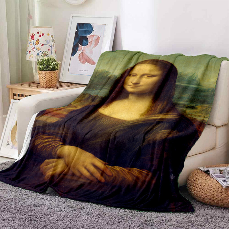 Couverture moderne imprimée de peintures célèbres, en flanelle, douce, en peluche, pour canapé et lit