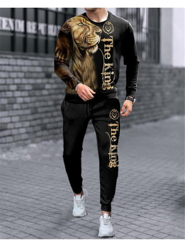 Men's Hooded the Lion King Autumn Winter 3d Printed Long-sleeved Set Men's Sportswear Tracksuit Long Sleeve Men's Clothing Suit