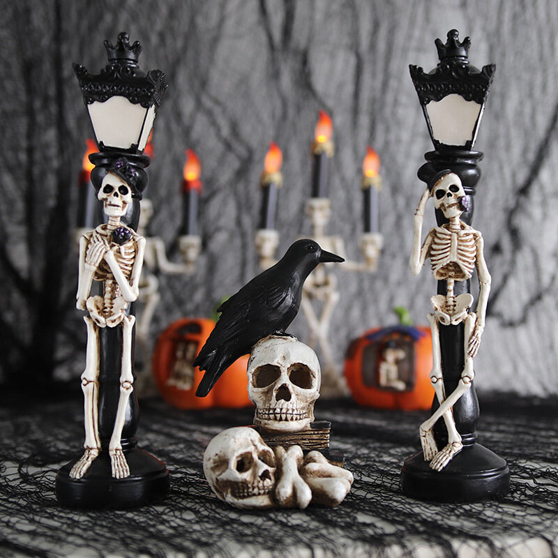 ฮาโลวีน Skull Skeleton โคมไฟสยองขวัญ3D รูปปั้นใหม่ตาราง Light Creative Party Ornament Prop บ้านห้องนอนตกแต่งน่ากลัว Prop