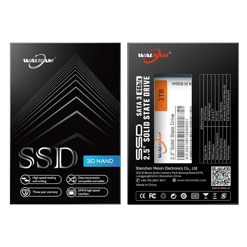 WALRAM SSD 1TB SATA3 2.5 인치 SSD 512gb 120GB 128GB 240 256GB 500GB 노트북 데스크톱 PC 내부 솔리드 스테이트 드라이브 용 SSD
