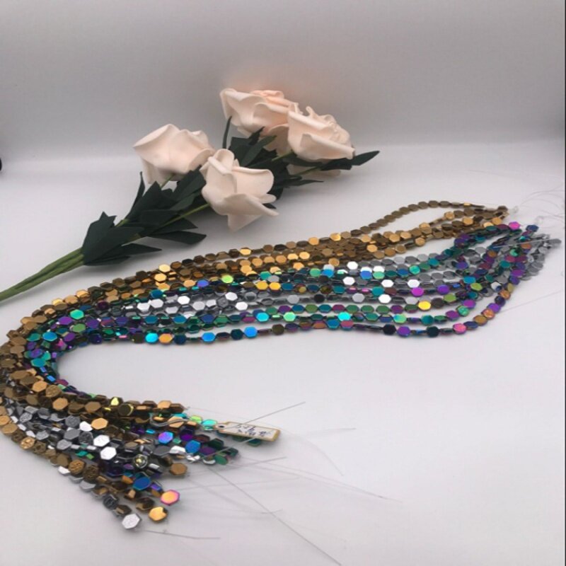 Perline esagonali in pietra naturale ematite per bracciali fai da te collane gioielli 40cm terapia magnetica perline sciolte galvanica